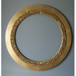 Okrągłe lustro w ramie - Złote z kamieniami - 90 - z podświetleniem